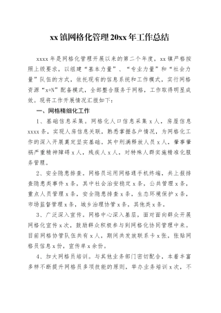 乡镇网格化管理工作总结