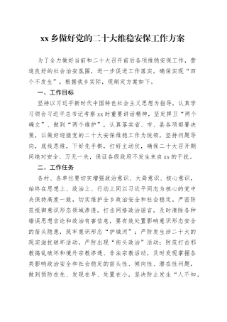 乡做好党的二十大维稳安保工作方案（1）