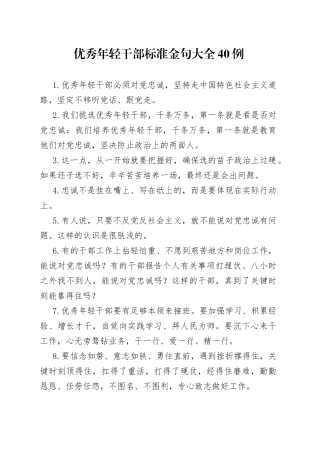 优秀年轻干部标准金句大全40例