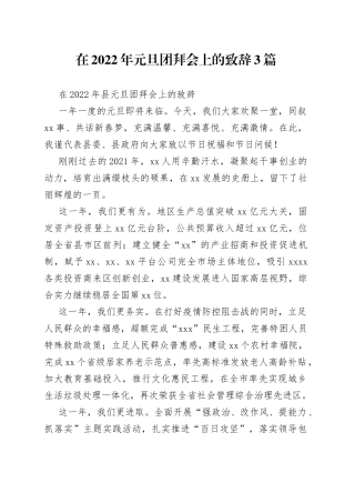 在2022年春节团拜会上的致辞3篇