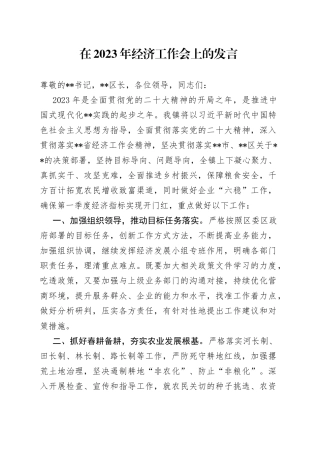 在2023年经济工作会上的发言