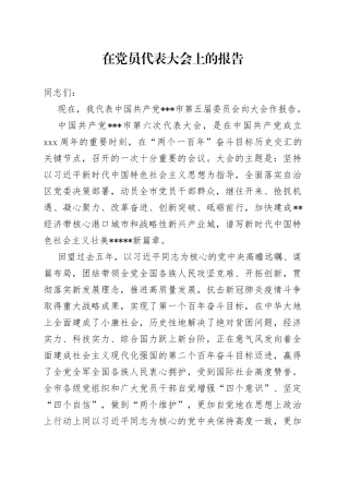在党员代表大会上的报告