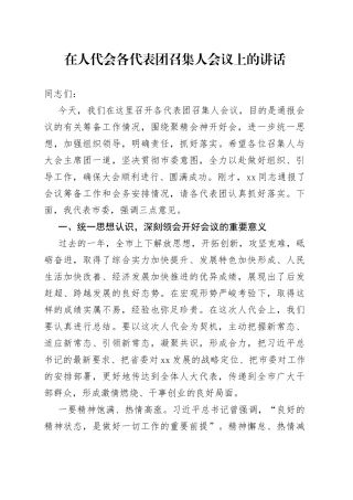 在人代会各代表团召集人会议上的讲话