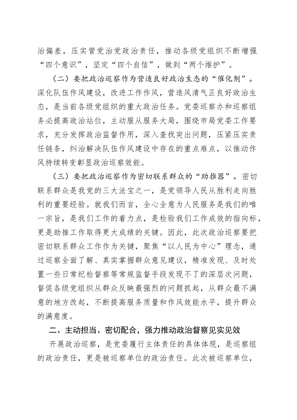 在市局党委政治巡察工作动员部署会上的讲话_第2页