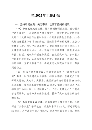 镇2022年工作汇报