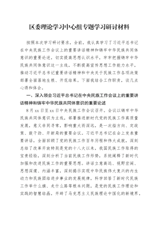 中央民族工作研讨材料