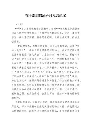 （2篇）在干部进修班研讨发言