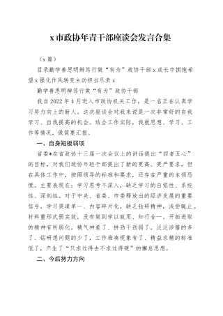 （3篇）X市政协年青干部座谈会发言合集