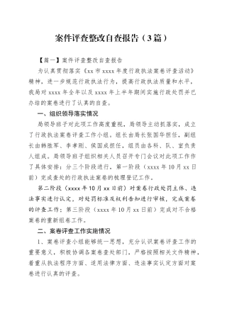 （3篇）案件评查整改自查报告