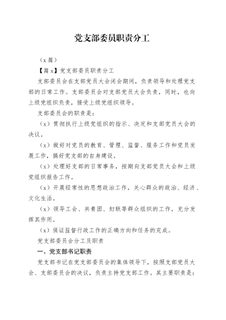 （4篇）党支部委员职责分工