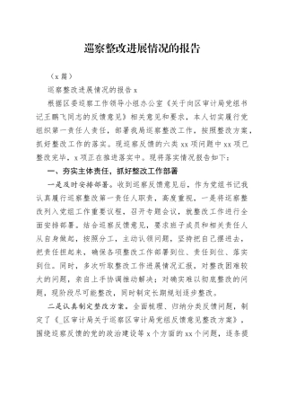 （5篇）巡察整改进展情况的报告