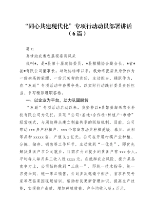 （6篇）“同心共建现代化”专项行动动员部署讲话