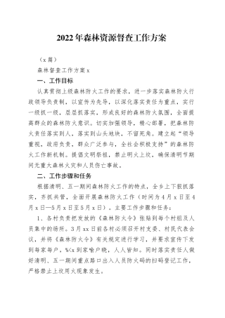 （6篇）2022年森林资源督查工作方案(1)