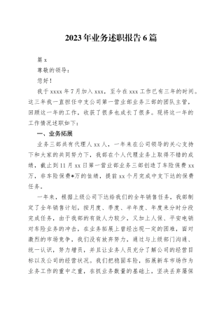（6篇）2023年业务述职报告