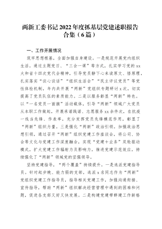 （6篇）两新工委书记2022年度抓基层党建述职报告合集