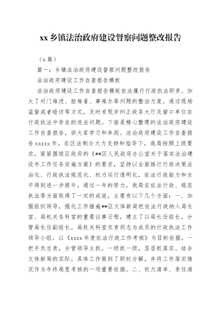 （6篇）乡镇法治政府建设督察问题整改报告