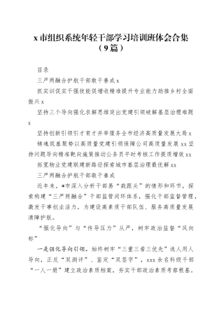 （9篇）X市组织系统年轻干部学习培训班体会合集