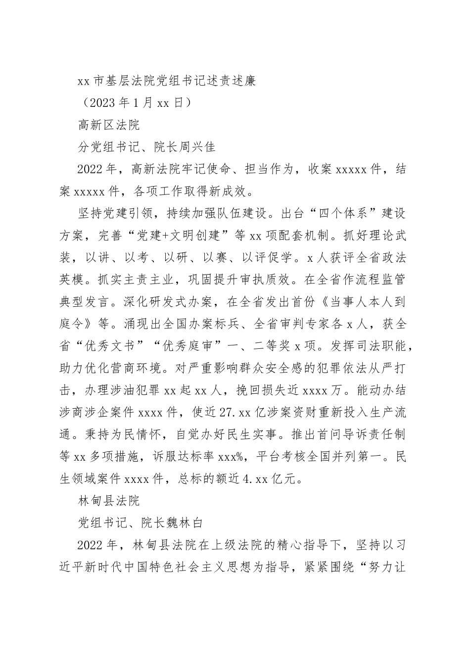 （10篇）2022年大庆市基层法院党组书记述责述廉报告合集_第2页