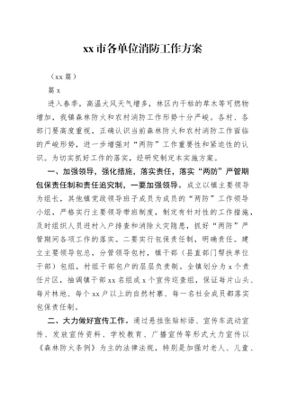 （16篇）市各单位消防工作方案(1)