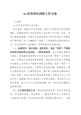 （16篇）市各单位消防工作方案