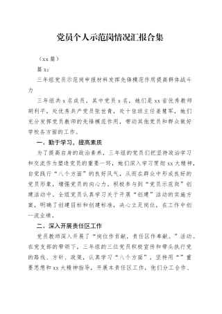 （19篇）党员个人示范岗情况汇报合集