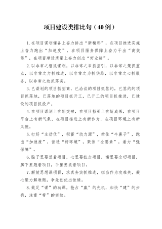 （40例）项目建设类排比句
