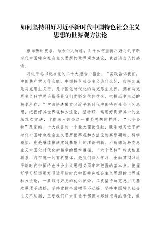 （研讨发言）如何坚持用好习近平新时代中国特色社会主义思想的世界观方法论