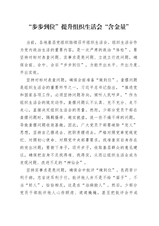 “步步到位”提升组织生活会“含金量”