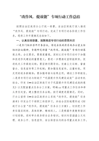 “改作风、提效能”专项行动工作总结