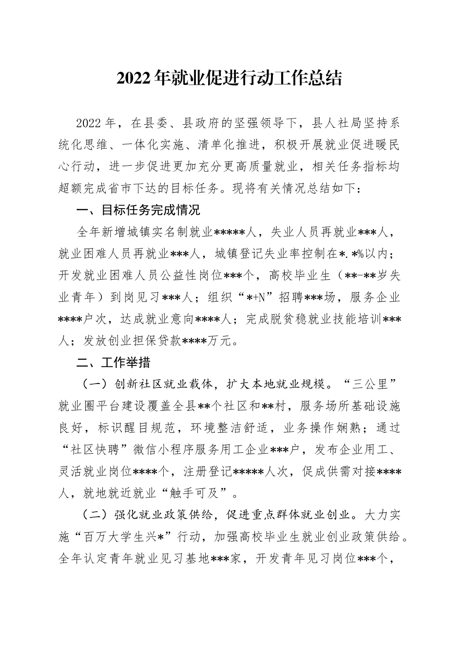 2022年就业促进行动工作总结_第1页