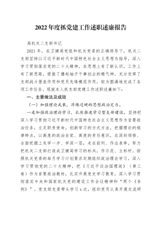 2022年度抓党建工作述职报告（支部书记）