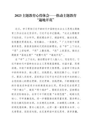 2023主题教育心得体会——推动主题教育“遍地开花”
