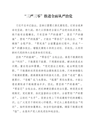 “三严三零”推进全面从严治党