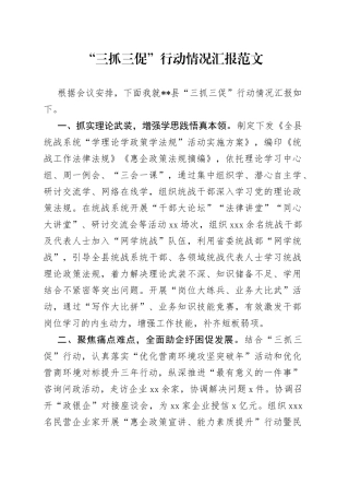 “三抓三促”行动情况汇报