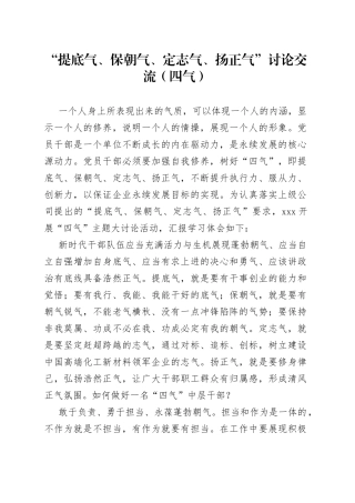 “提底气、保朝气、定志气、扬正气”讨论交流（四气）