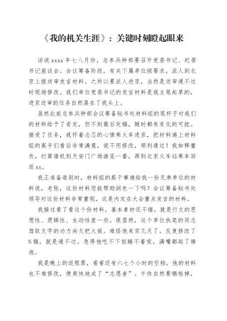 《我的机关生涯》：关键时刻瞪起眼来