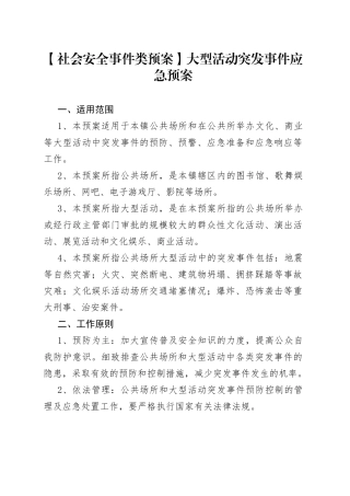 【社会安全事件类预案】大型活动突发事件应急预案