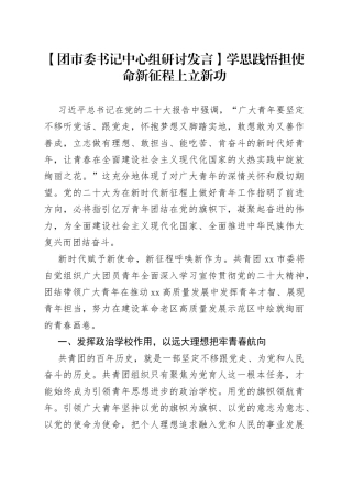 【团市委书记中心组研讨发言】学思践悟担使命 新征程上立新功