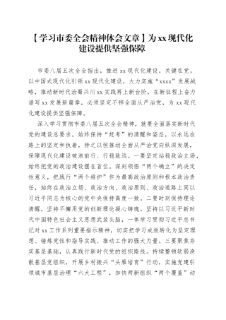 【学习市委全会精神体会文章】为XX现代化建设提供坚强保障