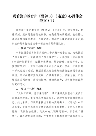 3篇警示教育片心得体会永远吹冲锋号忠诚与背叛3迷途学习研讨发言材料观后感