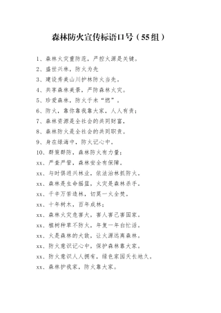 55组森林防火宣传标语口号