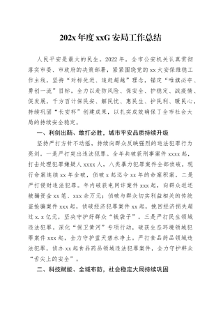 202X年度XXG安局工作总结