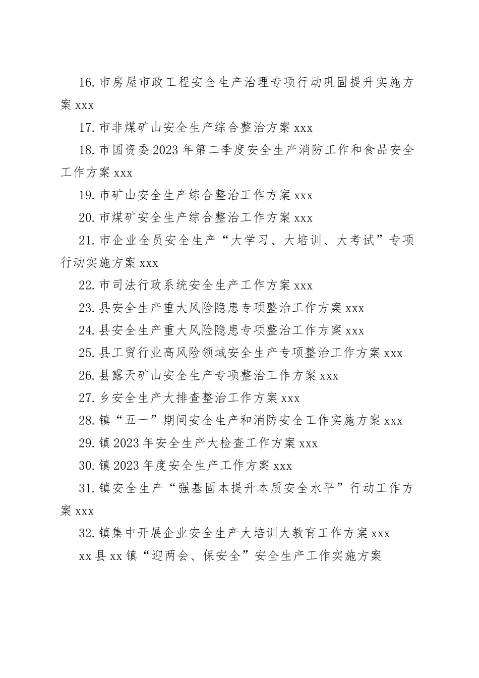 2023年安全生产工作方案合集（32篇）_第2页