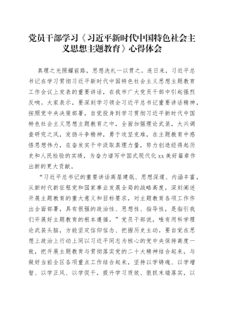 2023年党员干部学习《习近平新时代中国特色社会主义思想主题教育》心得体会