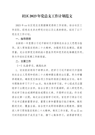 2023年党总支工作计划要点实施方案