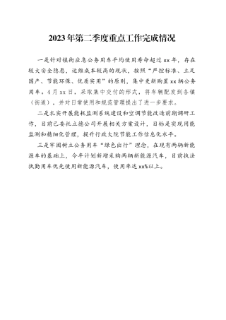 2023年第二季度重点工作完成情况（20230518）