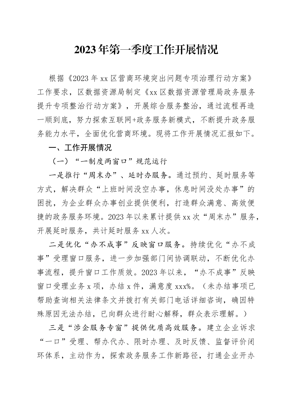 2023年第一季度工作开展情况（20230417）_第1页