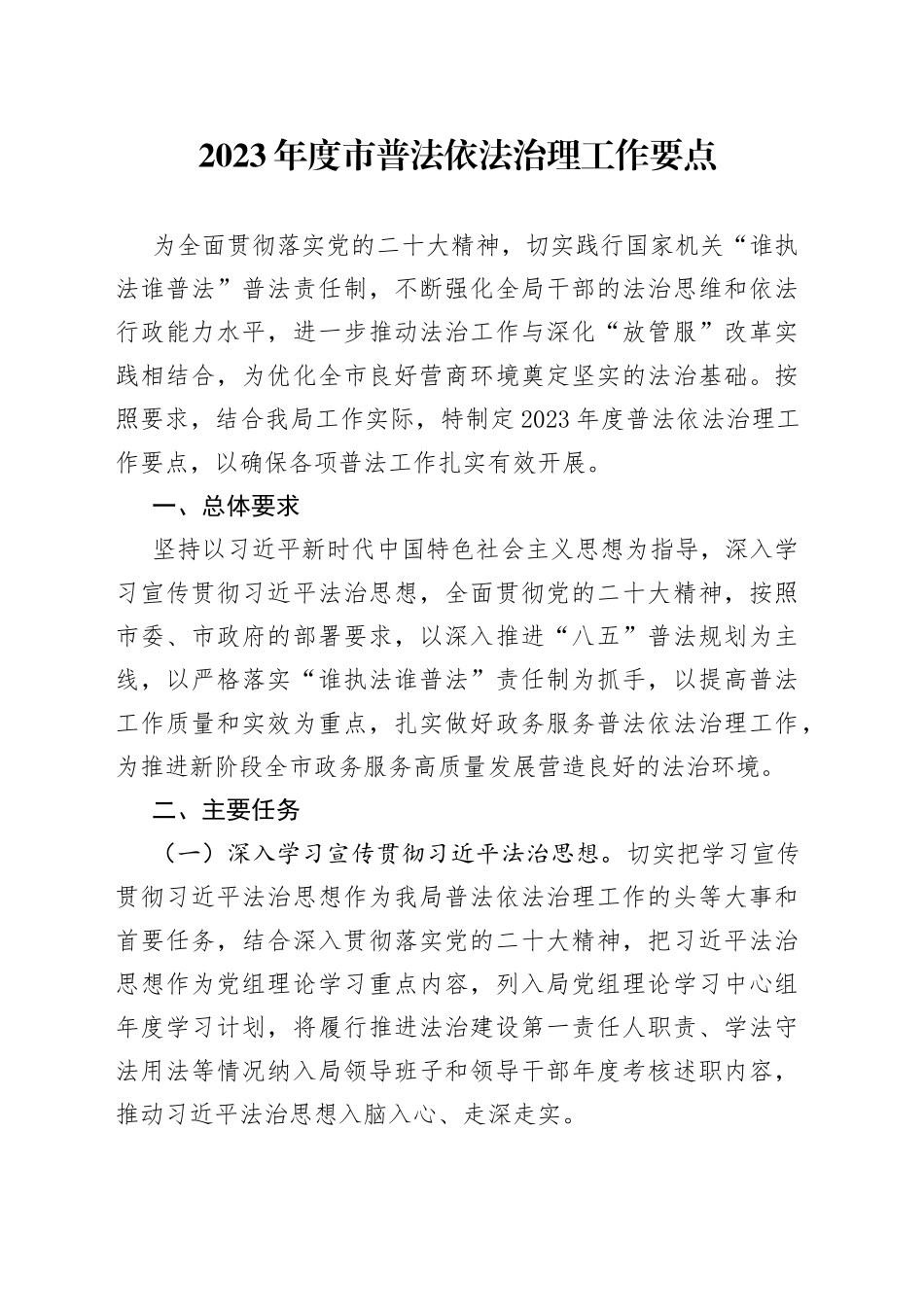 2023年度市普法依法治理工作要点_第1页