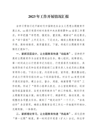 2023年工作开展情况汇报