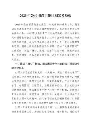 2023年公司团青工作计划